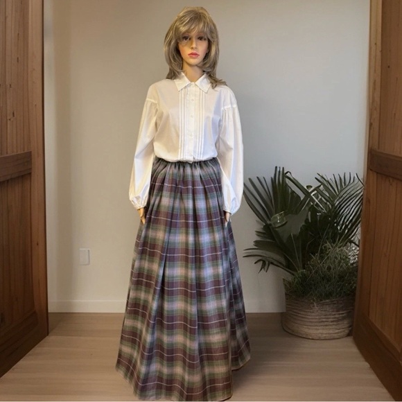 Plaid Maxi Skirt - Gray and Purple Plaid CIVIL WAR DAY CAMP SKIRT RE-ENACTMENT - Picture 4 of 11